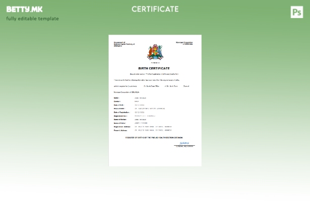 модерен стил Гренада од витално значење извод од матична книга на родените Шаб